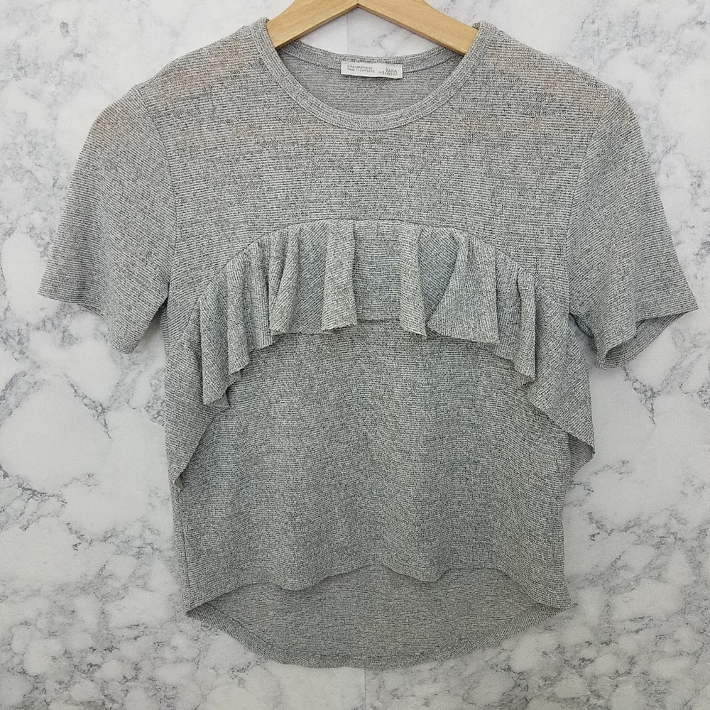 zara w/b collection gray top[AD11]